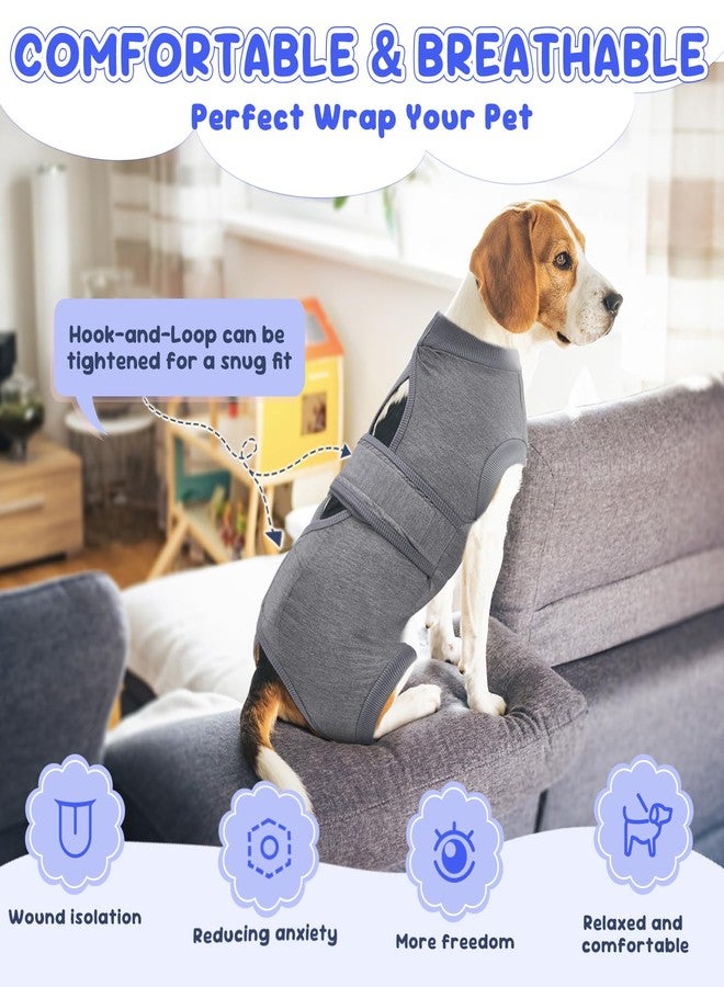 Lukovee Dogs Recovery Suit - Adjustable Dog Onesie for Female Male Dogs, Breathable Anti Licking Cone Alternative Surgery Pet Surgical Body Suit After Spay Abdominal Wounds Neuter (L, Gray) - Image 5